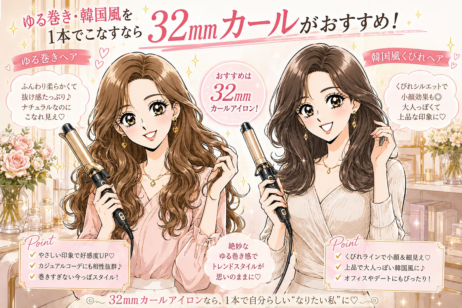 32mmカールアイロンおすすめ｜ゆる巻き・韓国風を1本でこなすコテの選び方