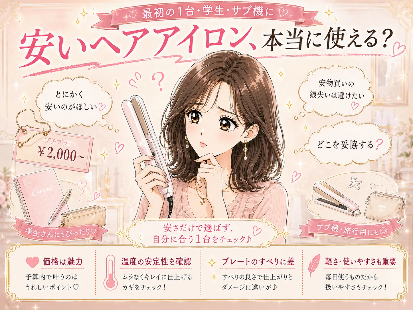 安いヘアアイロンの選び方｜プチプラ定番と価格帯別の失敗しない選び方