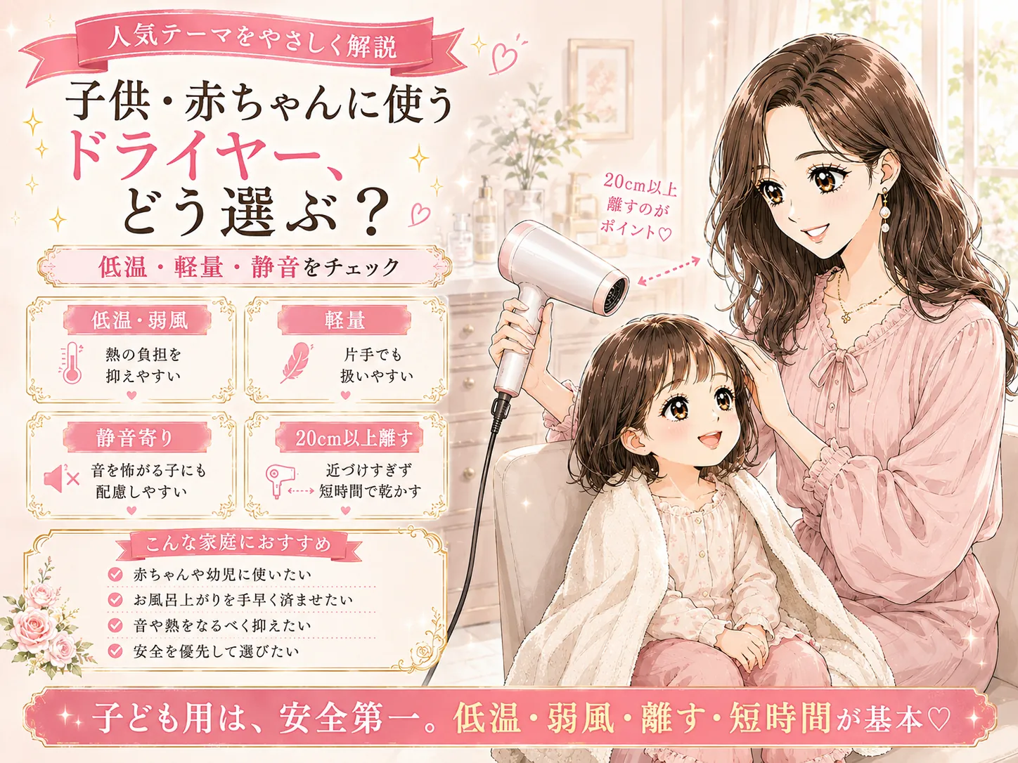 子供用ドライヤーの選び方｜赤ちゃん〜キッズの安全配慮で選ぶ8機