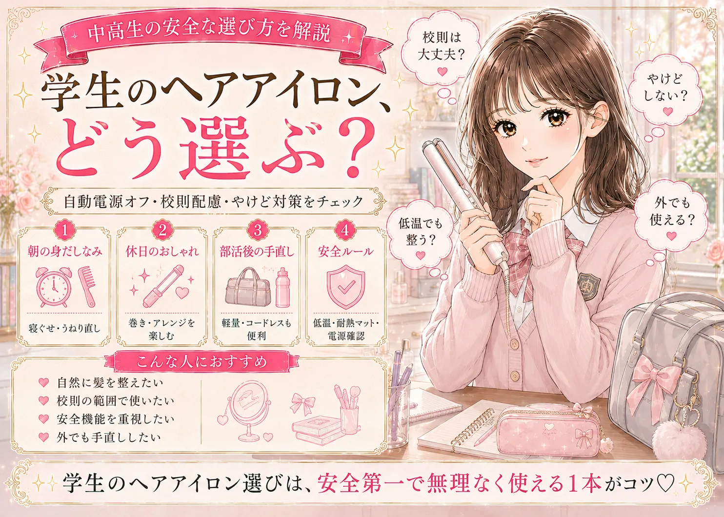 中学生のヘアアイロン おすすめ12選｜初めての一本の選び方【前髪・全体・予算別】