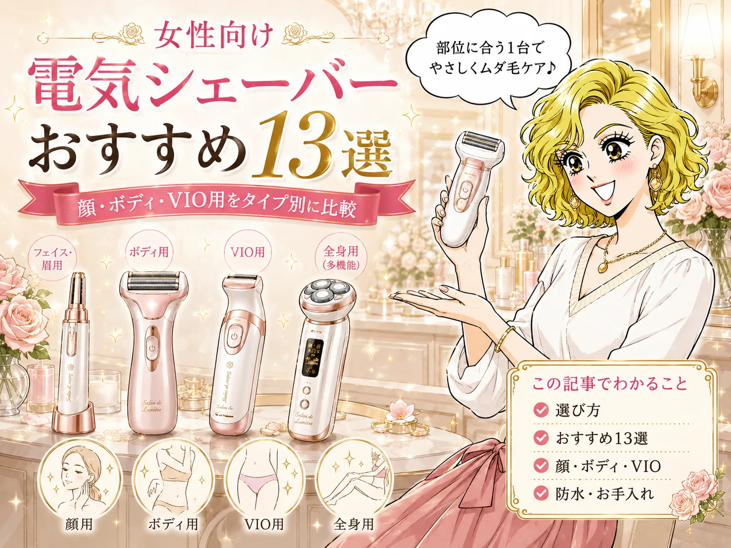 女性向け電気シェーバーおすすめ13選|顔・ボディ・VIO用をタイプ別に比較