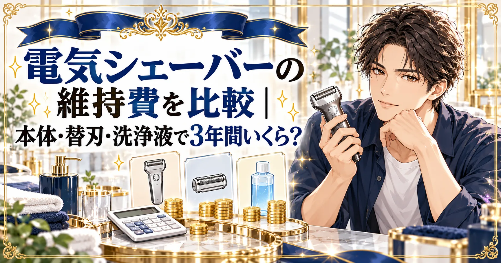 電気シェーバーの維持費を比較｜本体・替刃・洗浄液で3年間いくら？