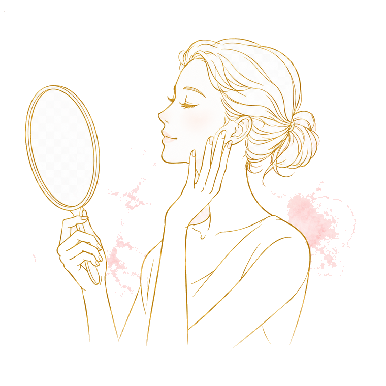 鏡を見る女性のイラスト