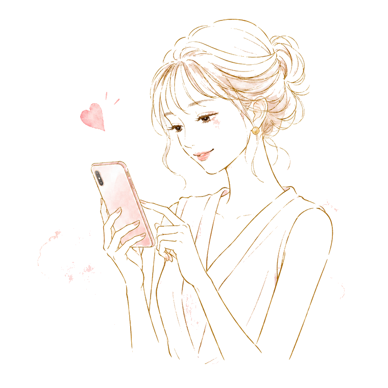 スマホで口コミを投稿する女性