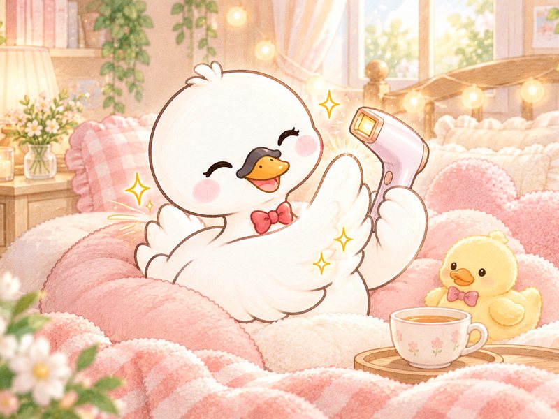 脱毛器を使う白鳥のイラスト