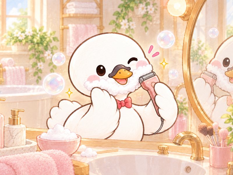 シェーバーを使う白鳥のイラスト