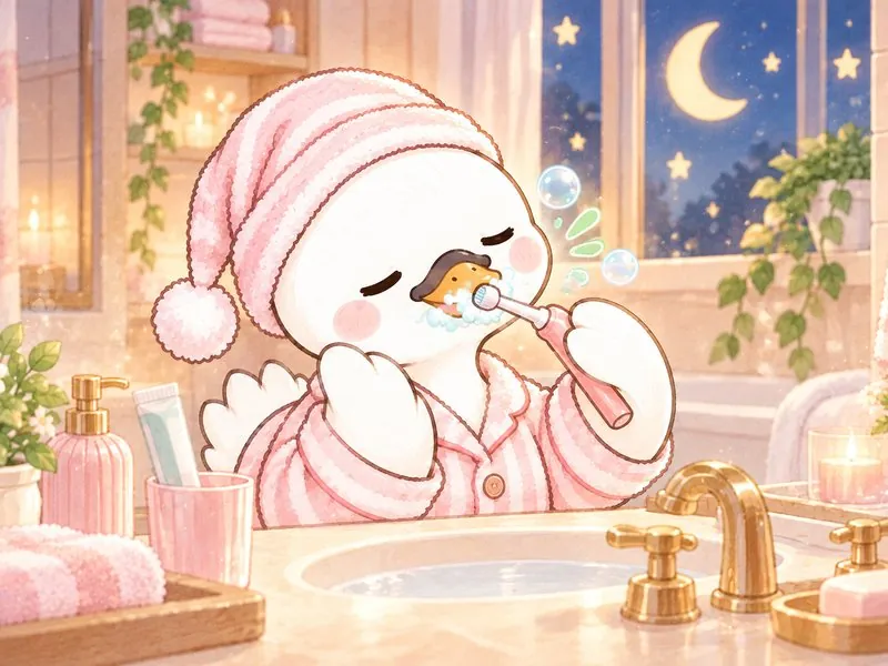電動歯ブラシを使う白鳥のイラスト