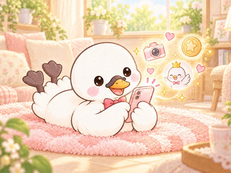 スマホを楽しそうに操作する白鳥